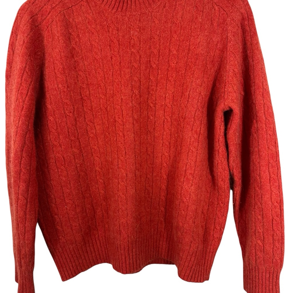 Davis & Squire 2 Ply Cable Cashmere Orange Mens Sweater Size Medium - Picture 2 of 7